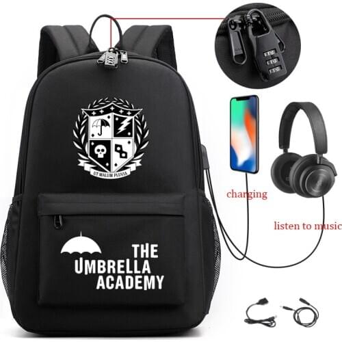 The Umbrella Academy Backpack Students Capacity School Bags For Boy Girl Teenager USB Charge Computer Anti-theft Laptop Mochilas
