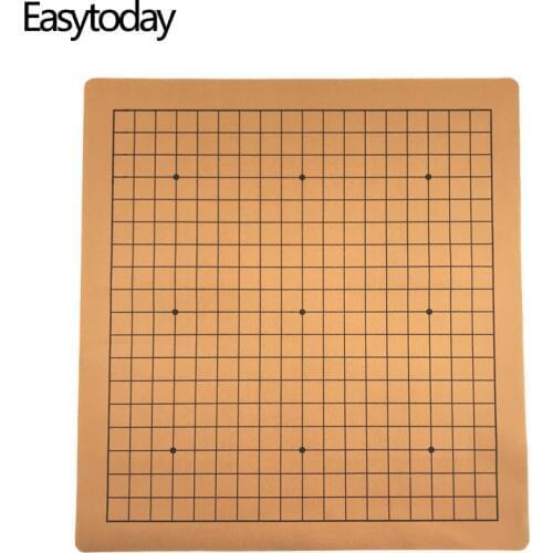 Easytoday Weiqi Chess Board Chinese Go Game Chessboard Synthetic Leather Suede One Side 19 Line Standard International