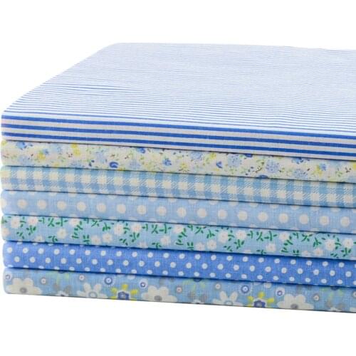 7pcs 50cmx50cm Blue 100% Cotton Fabric for patchwork tissue to sew DIY Quilting fat quarter Textile Tilda Doll