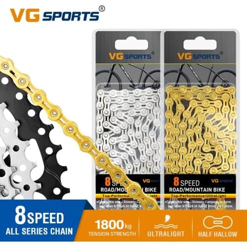 VG Sports Bicycle Chain 8 Speed Velocidade Road Bike Cycling Chain Half/Full Hollow 116L Golden Silver MTB Mountain Bike Chains