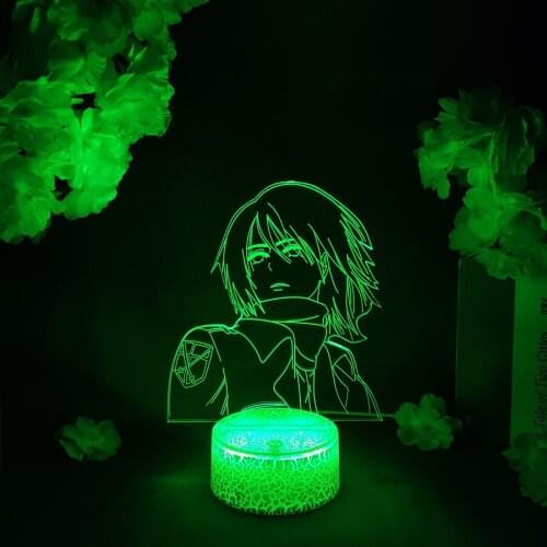 LED Light Anime Attack on Titan Mikasa Ackerman Acrylic Night Light RGB Flashing Cool Gift 3D Light Children Bedroom Decor