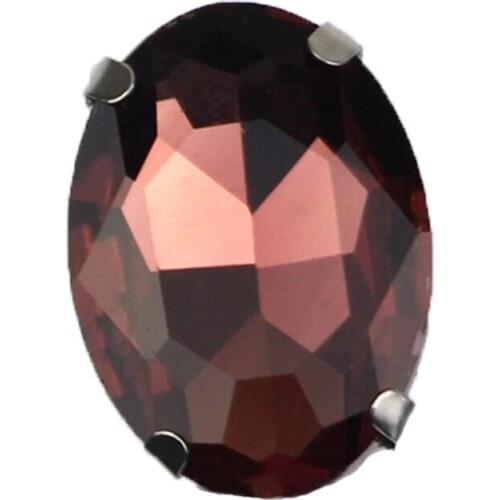 Wine Red Four Claw Oval Shape High Quality Silver Base Crystal Glass Flatback Sew On Rhinestones For DIY Clothing Accessories