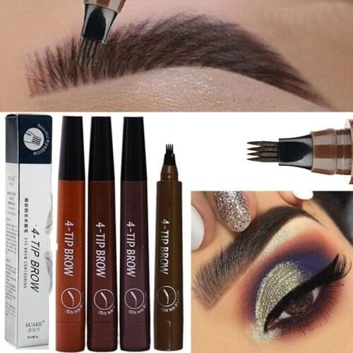 Waterproof Natural Eyebrow Pen Four-claw Eye Brow Tint Makeup three Colors Eyebrow Pencil Brown Black Grey Brush Cosmetics