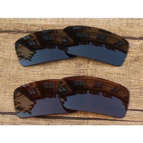 Vonxyz 2 Pairs Stealth Black & Bronze Brown Polycarbonate Replacement Lenses for-Oakley Gascan Frame