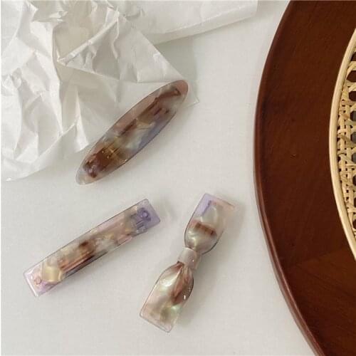 Women Fashion Acetate Bow Hairpin Girl Geometric Acrylic Barrettes Accessories