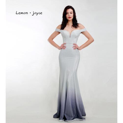 Lemon joyce Elegant Evening Dresses Elegant Boat Neck Simple Mermaid Evening Party Gowns vestido de festa longo