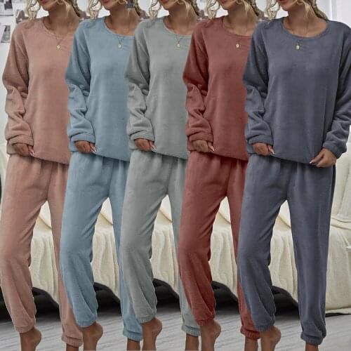 Winter Thick Warm Flannel Pajamas Sets For Women Sleepwear Home Clothing Pajama Home Wear Pyjamas Set