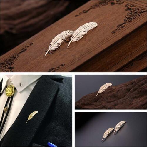 Fashion Brooches Pin Badges Alloy Golden Feather Shape Men Women Jewelry Gift Brooch Trendy Party Business Suit Dress Decor 1PC