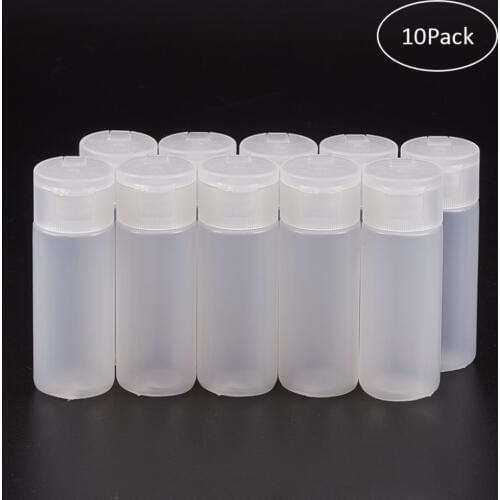 10pcs Clear Portable Flip Cap Plastic Squeeze Bottle Refillable Bottles 12ml/30ml/100ml