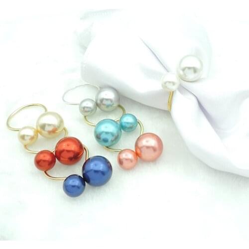 12pcs/lot New color green pearl napkin ring metal napkin buckle wedding hotel table creative decoration napkin ring
