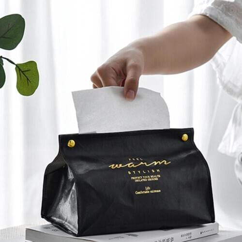 2Pcs Faux Leather Napkin Holder Home Car Tissue Case Box Paper Storage Pouch