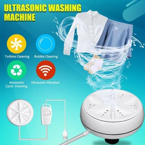 2 in 1 Ultrasonic Turbo Washing Machine Portable Travel Washer Air Bubble And Rotating Mini Ultrasonic Washing Machine US Plug