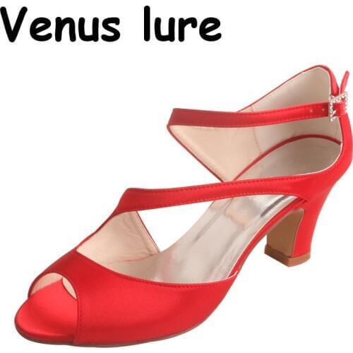 23 Colors Simple Wedding Shoes for Bride Block Heel Red Women Pumps Size 9