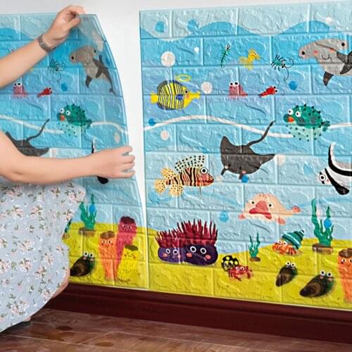 70*77 3D Brick Wall Stickers DIY for Kids Room Decor Wallpaper for Living Room Bedroom Decor Self adhesive Wall Paper 6mm Thick