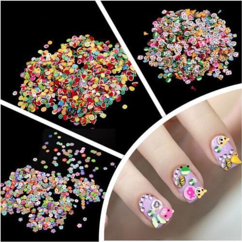 50Pcs/Set Nail Stickers 3D Nail Art Decoration Polymer Clay Animal Flower Rods Nail DIY Design Fruit Decoration Accessories