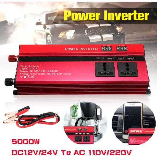 5000W Pure Sine Wave Inverter DC 12v/24v To AC 110V/220V Voltage Power Converter Solar Inverter Power Car Micro Inverter