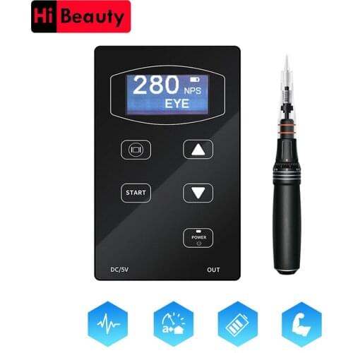 1 Set Wireless Auto Rotary MTS Derma Therapy Makeup Tattoo Pen Machine Digital Controller For Eyebrow Lip Line Permanent Makeup