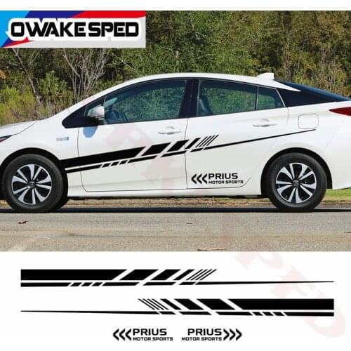 Car Styling Door Side Skirt Sticker For-Toyota Prius C TRD JDM Auto Body Waist Line Vinyl Decals Racing Sport Vinyl Decals