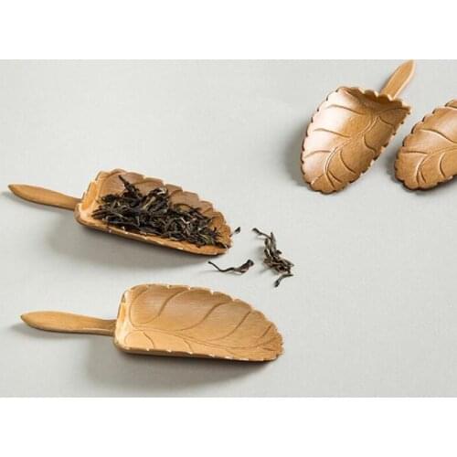 Bamboo Tea Scoops The Leaves Handmade Carved Lotus Leaf Veins Tea Shovel Tea Spoon Eco Friendly Tea Tools Accessories ZA6437