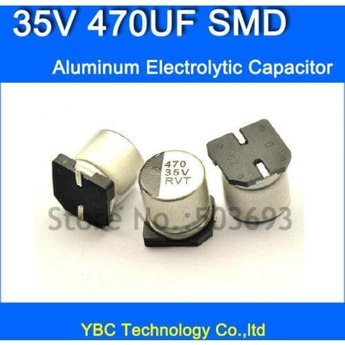 Free Shipping 100pcs/lot 35V 470UF SMD Aluminum Electrolytic Capacitor 10*10MM