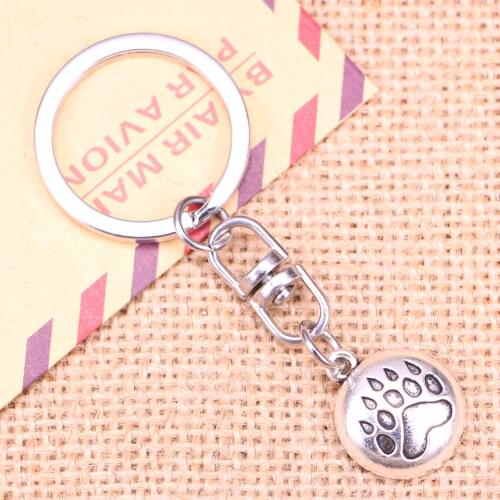 New Fashion Keychain 19x17mm bear paw Pendants DIY Men Jewelry Car Key Chain Ring Holder Souvenir For Gift