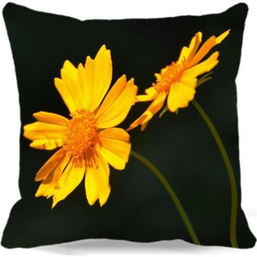 Black Square Cushion cover Cotton polyester bedroom/chair/car/sofa seat yellow Chrysanthemum16 18 20 inches 9 style