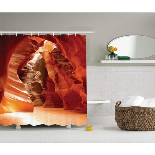 Americana Decor Shower Curtain Grand Canyon Cave in Colorado Picture Print Bath Curtain With Hooks For Bathroom