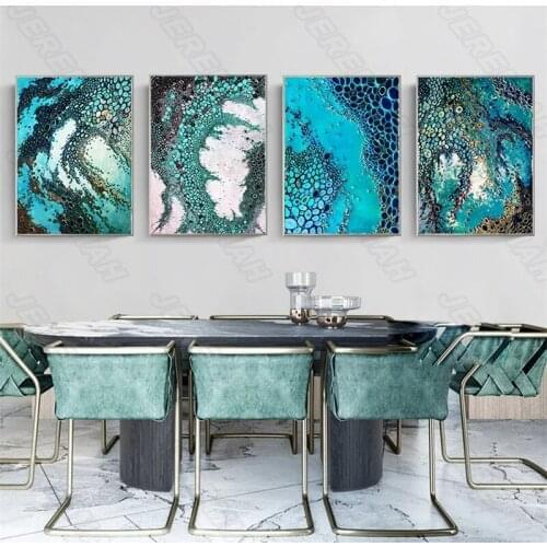 Decorative Poster Green Bay Landscape Nordic Style Waterproof Ink Canvas Print Painting Modern Bedroom Wall Sticker