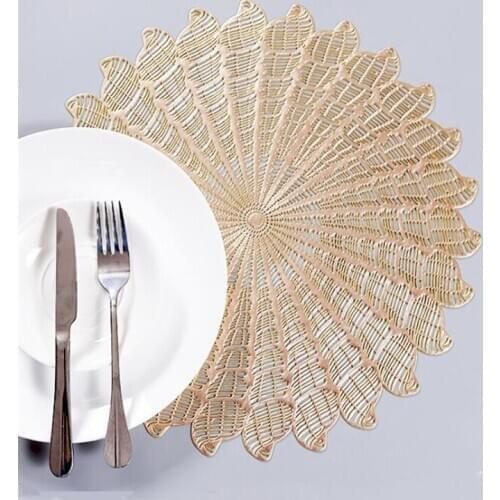 Europe Style Kitchen Accessories Decoration Heat Resistant PVC Table Mat Home Pad Couster Non-slip Placemat Flower Shape