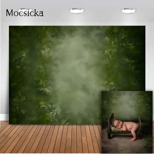 Green Texture Backdorp for Photography Newborn Kids Portrait Photo Booth Background Studio Old Master Abstract Texture Props