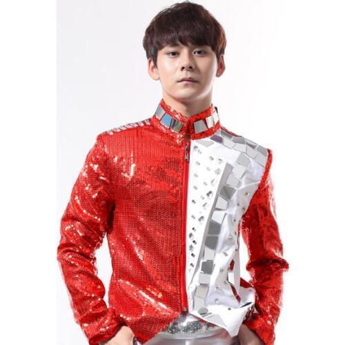 Red rock men suit designs masculino homme terno stage costumes for singers men sequin blazer dance clothes jacket style dress