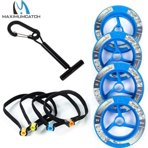 Maximumcatch Chameleon Invisible Fly Fishing Tippet Line (2x,3x,4x,5x) 50M with Tippet Holder & Spool Tender