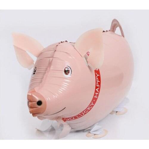 Cute Pig Walking Foil Balloon 1pc 3D Big Pig Mylar Globos Inflatable Cartoon Pet Ballon Birthday Party Decorations Kids Toys