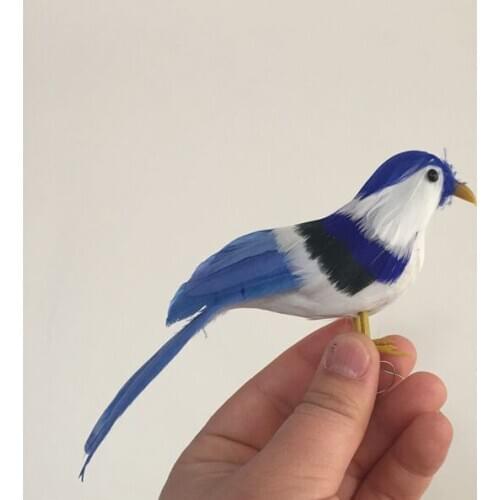 Mini cute simulation blue&white bird model plastic & furs small bird model gift about 15cm 0682