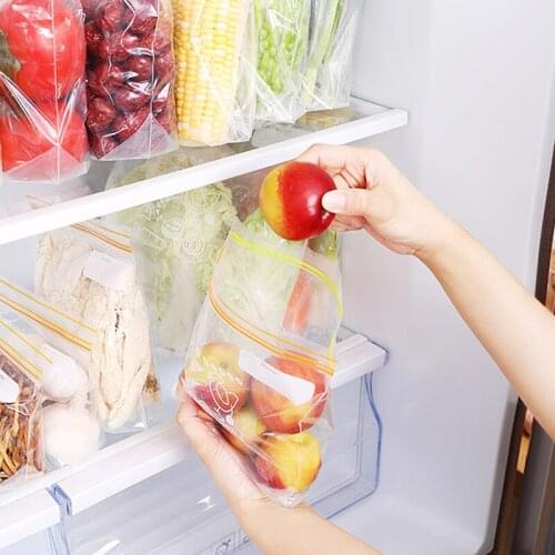 1 Set Reusable Fresh Zipper Bag Freezing Heating Food Saran Wrap Storage Bag Ziplock Mylar Plastic Bags Kitchen Accessories