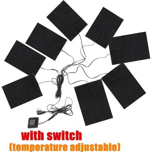 8 in 1 Heating Pad Electric USB Jackets Clothes Heating Pad Winter Sports Hiking Vest Heated Warmer Pads Fiber Heater