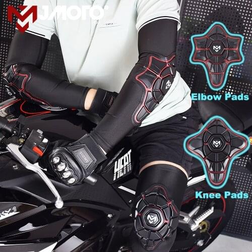 MJ MOTO 4 Pcs Motocross Knee Pad Elbow Pads For Motorcycle Protection Men MTB Motorbike Riding Equipment Sports Cycling