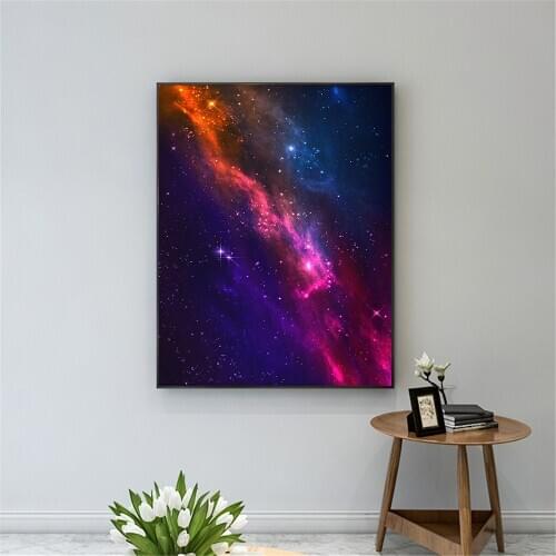 Wall Art Canvas Outer Space Poster Starry Stars Nebula Art Print Universe Nature Picture Bedroom Kids Room Home Decor Galaxy