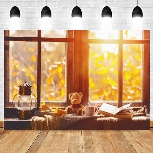 Autumn Window Interior Newborn Baby Portrait Backdrop Vinyl Photography Background Photographic Photocall Photo Studio Props