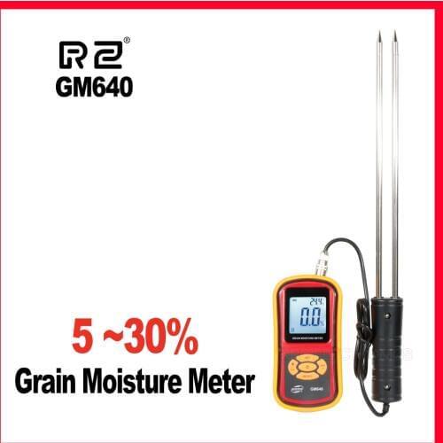 Portable Digital Grain Moisture Meter with Measuring Probe High Precision LCD Display Tester For Wheat Corn Rice Bean GM640