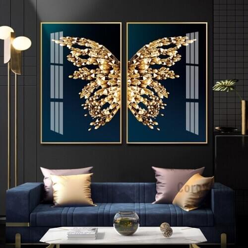 Canvas Poster Art Color Gold Butterfly Wall Art Posters HD Prints Nordic Style Abstract Painting Wall Pictures Home Decoration