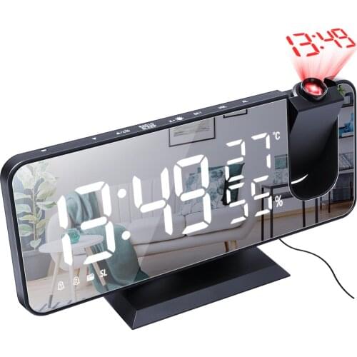 Projection Alarm Clock Digital Ceiling Display 180 Degree Projector Makeup Mirror Multifunctional Table Clock