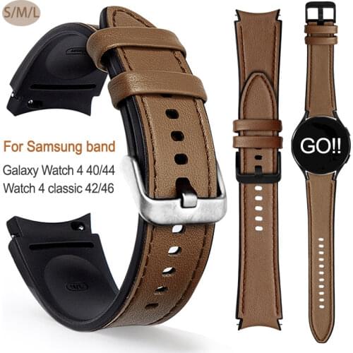 20mm Watch Strap for Samsung Watch 4 40mm 44mm Bracelet for Samsung Galaxy Watch 4 Classic 42mm 46 Silicone+leather Watch4 Bands
