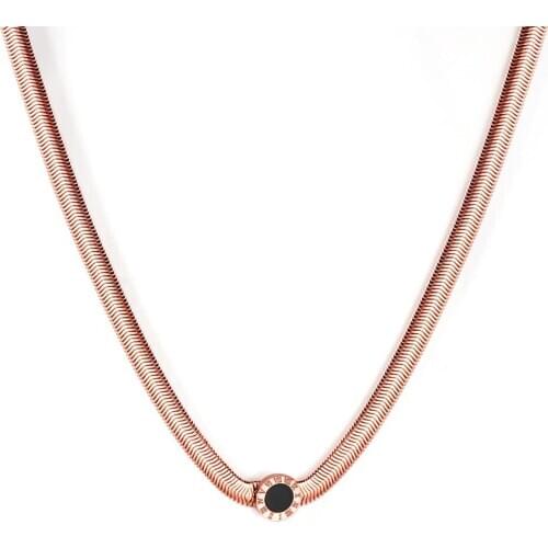 LUXUKISSKIDS Jewlery Collar Love 10MM Round Pendants Necklaces Rose Gold Stainless Steel 6mm Width Chains Necklace For Women set