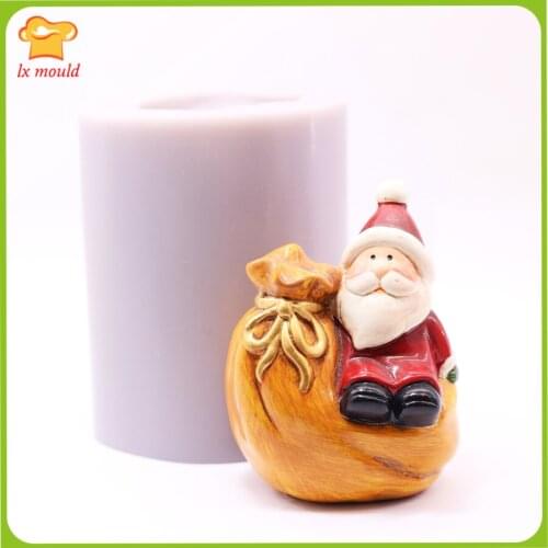 LXYY MOULD New Santa Soap Silicone Mold Gift Bag Santa Chocolate Cake Mold Candle