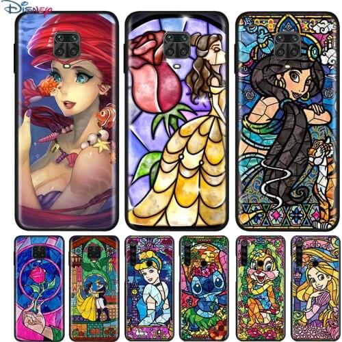 Black Silicone Cover Mosaic princess For Xiaomi Redmi Note 10 10S 9 9S Pro Max 9T 8T 8 7 6 5 Pro 5A Phone Case