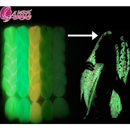 Synthetic Braiding 24inch Luminous Jumbo Braids Shining Hair Braiding Hair In The Darkness Glowing Braiding Hair Crochet Hair
