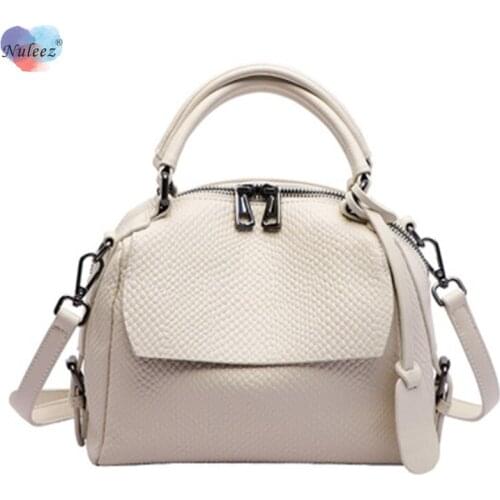 Nuleez Tote Bag Small Crocodile Pattern Soft Leather with Canvas Wide Strap Useful Bag Big Capacity Cool Design