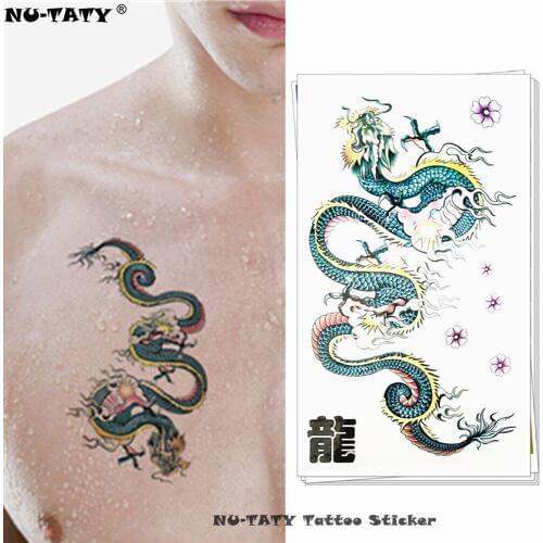Nu-TATY Color Chinese Dragon Temporary Tattoo Body Art Arm Flash Tattoo Stickers 17*10cm Waterproof Fake Henna Painless Tattoo