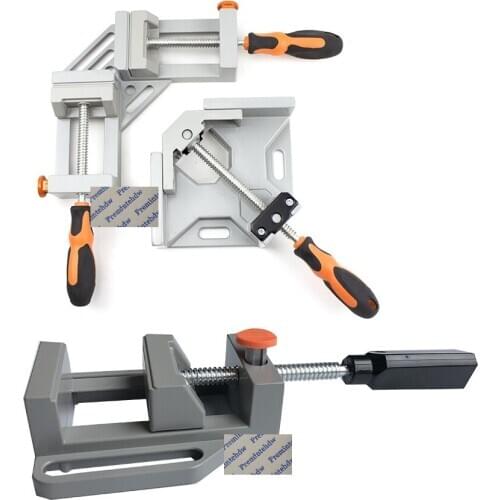 Aluminum Alloy Woodworking Right Angle 90 Degree Corner Clamp Carpenter Welding Photo Framing Single Double Handle Table Vise
